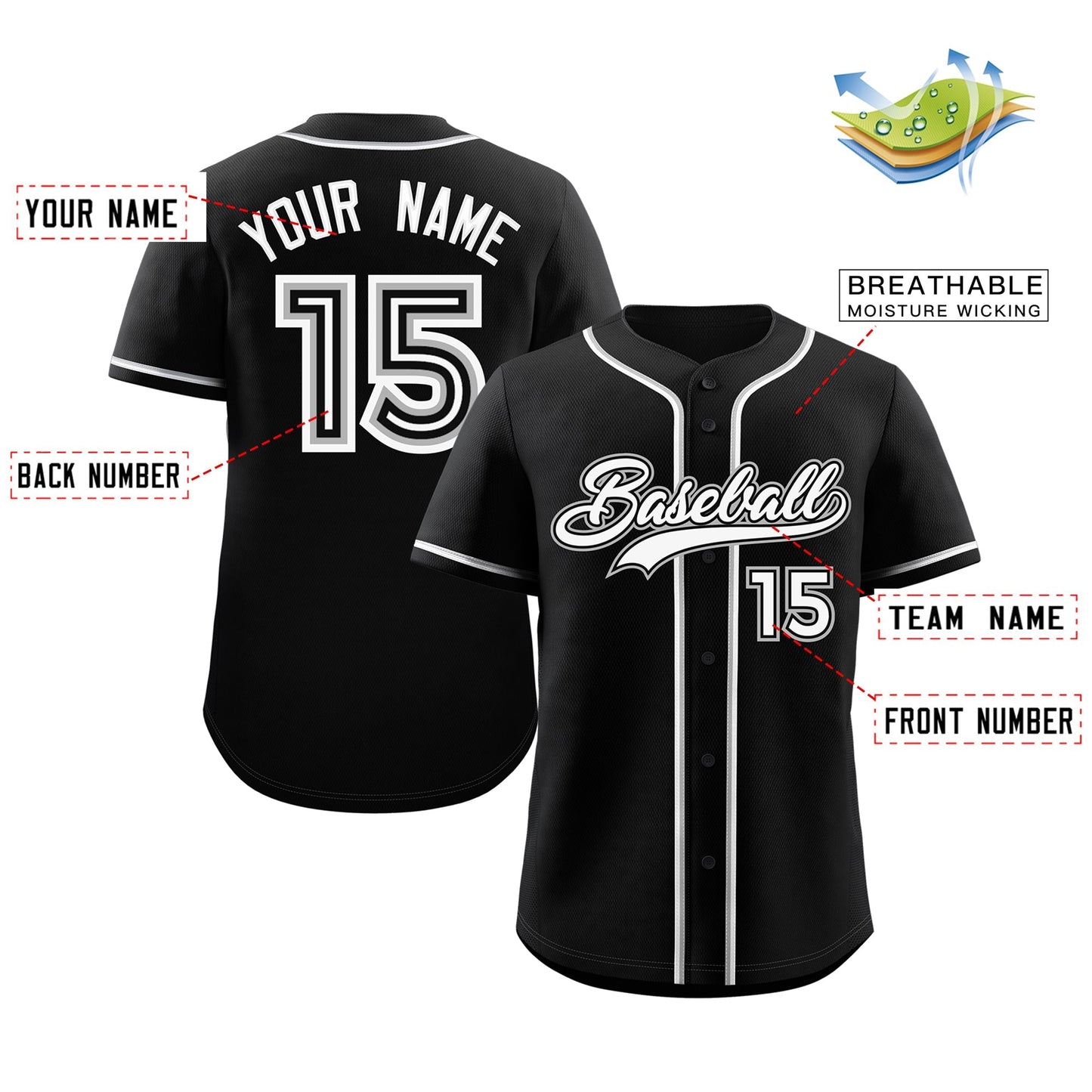 Custom Black White-Gray Classic Style Authentic Baseball Jersey