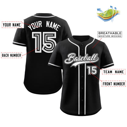 Custom Black White-Gray Classic Style Authentic Baseball Jersey