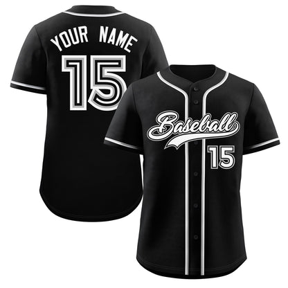 Custom Black White-Gray Classic Style Authentic Baseball Jersey