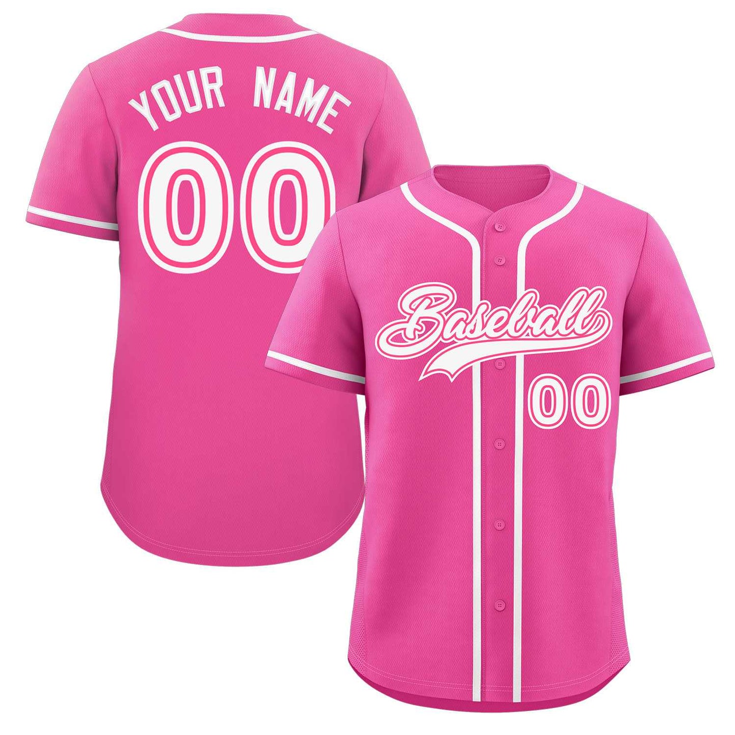 Custom Pink White-Pink Classic Style Authentic Baseball Jersey