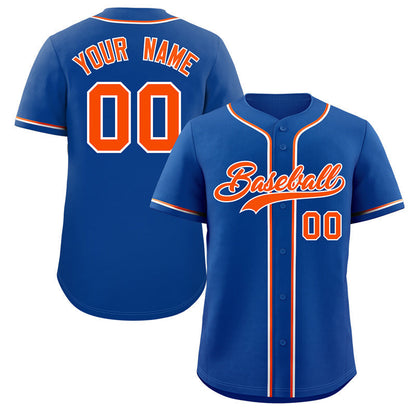 Custom Royal Orange-White Classic Style Authentic Baseball Jersey