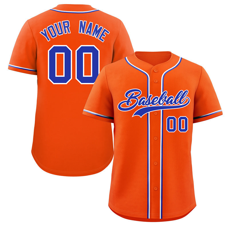 Custom Orange Royal-White Classic Style Authentic Baseball Jersey