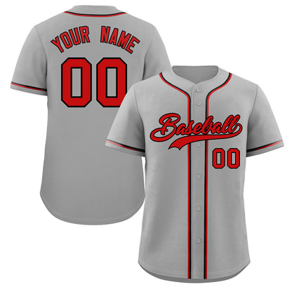 Custom Gray Red-Black Classic Style Authentic Baseball Jersey