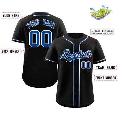 Custom Black Royal-White Classic Style Authentic Baseball Jersey