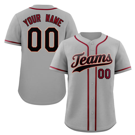 Custom Gray Black-Cream Classic Style Authentic Baseball Jersey