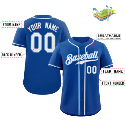 Custom Royal White-Light Blue Classic Style Authentic Baseball Jersey