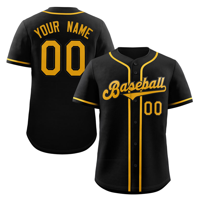 Custom Black Yellow Classic Style Authentic Baseball Jersey