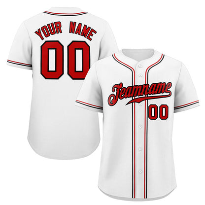 Custom White Red-Black Classic Style Authentic Baseball Jersey