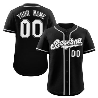 Custom Black White-Gray Classic Style Authentic Baseball Jersey