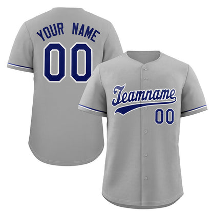 Custom Gray Navy-White Solider Classic Style Authentic Baseball Jersey