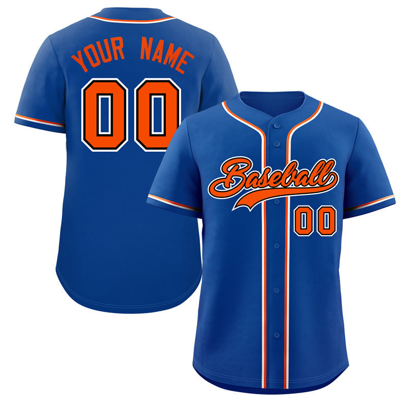 Custom Royal Orange-White Classic Style Authentic Baseball Jersey