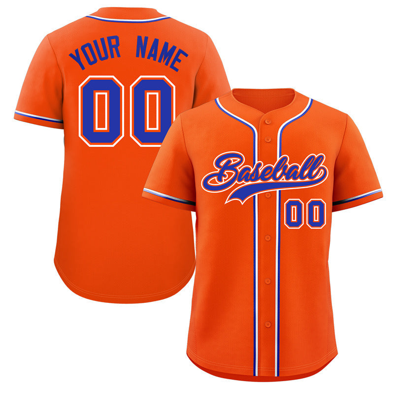 Custom Orange Royal-White Classic Style Authentic Baseball Jersey