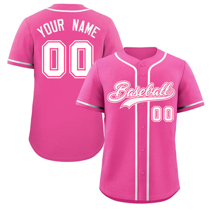 Custom Pink White-Pink Classic Style Authentic Baseball Jersey