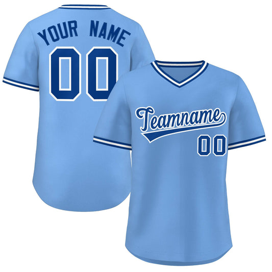 Custom Light Blue Royal-White Classic Style Outdoor Authentic Pullover Baseball Jersey