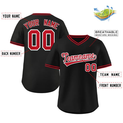 Custom Black Red-Black Classic Style Outdoor Authentic Pullover Baseball Jersey