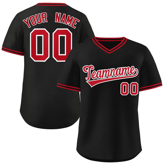 Custom Black Red-Black Classic Style Outdoor Authentic Pullover Baseball Jersey