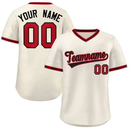 Custom Cream Red-Black Classic Style Outdoor Authentic Pullover Baseball Jersey