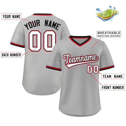 Custom Gray White-Black Classic Style Outdoor Authentic Pullover Baseball Jersey