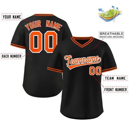 Custom Black Orange Classic Style Outdoor Authentic Pullover Baseball Jersey