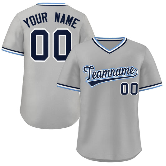 Custom Gray Royal Classic Style Outdoor Authentic Pullover Baseball Jersey