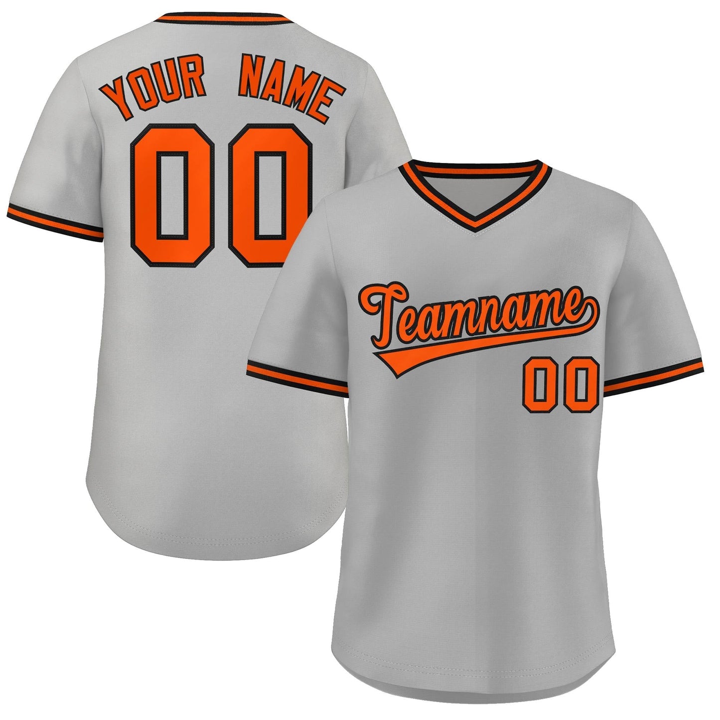 Custom Gray Orange Classic Style Outdoor Authentic Pullover Baseball Jersey