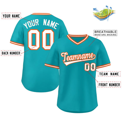 Custom Aqua Classic Style Outdoor Authentic Pullover Baseball Jersey