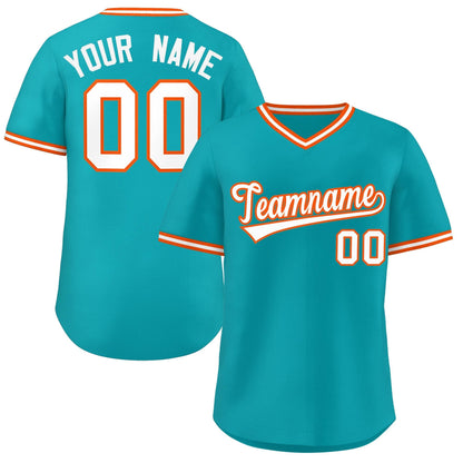 Custom Aqua Classic Style Outdoor Authentic Pullover Baseball Jersey