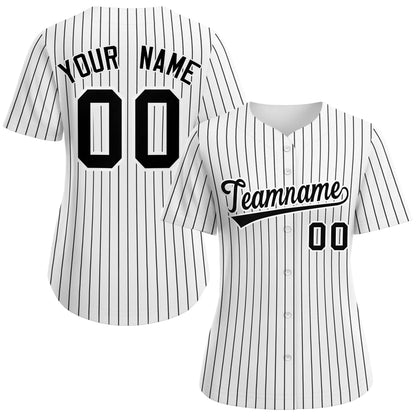 Custom White Black-White Stripe Fashion Baseball Jersey For Women