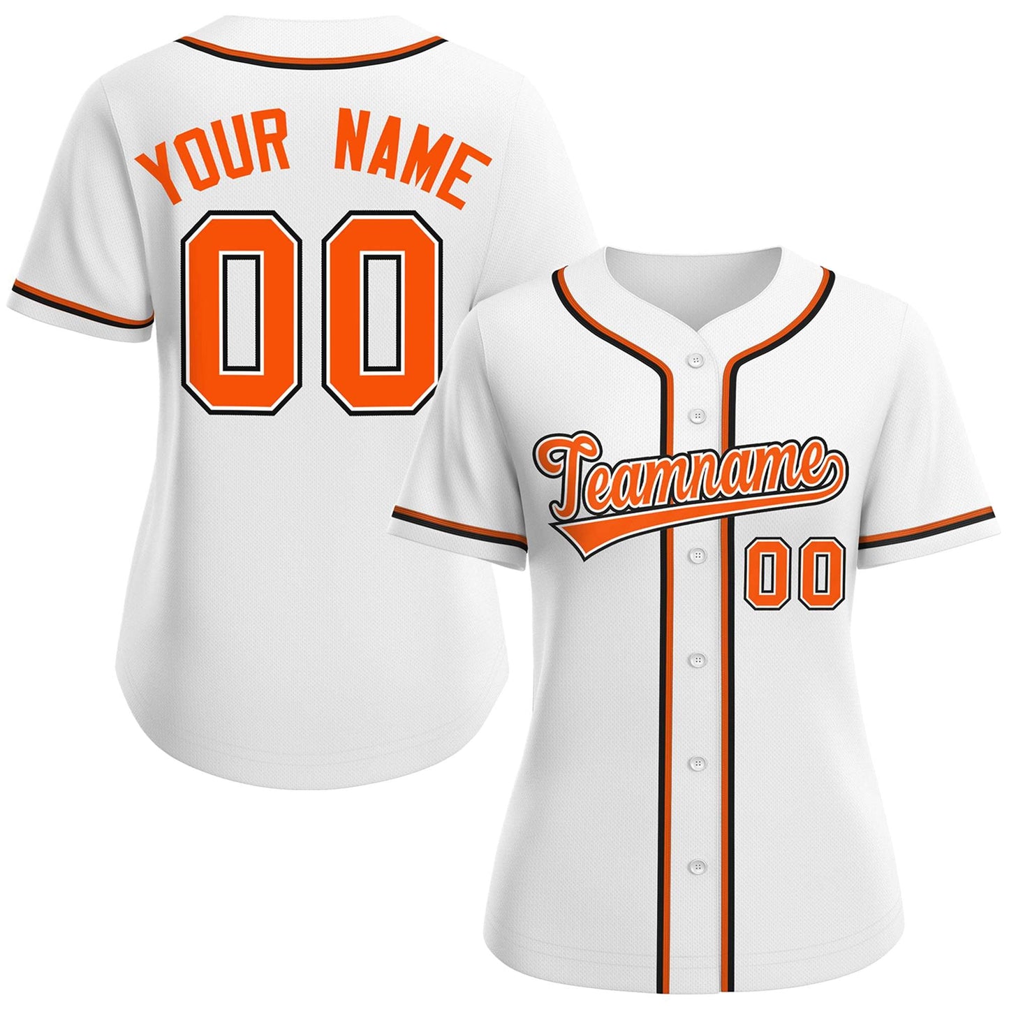 Custom White Orange-White Classic Style Baseball Jersey For Women