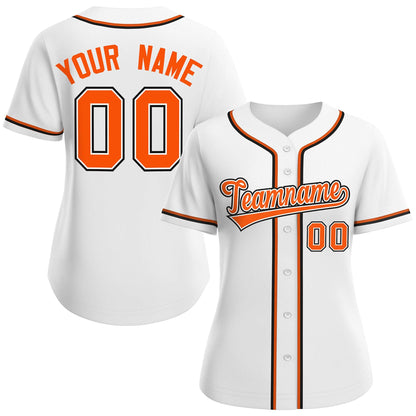 Custom White Orange-White Classic Style Baseball Jersey For Women