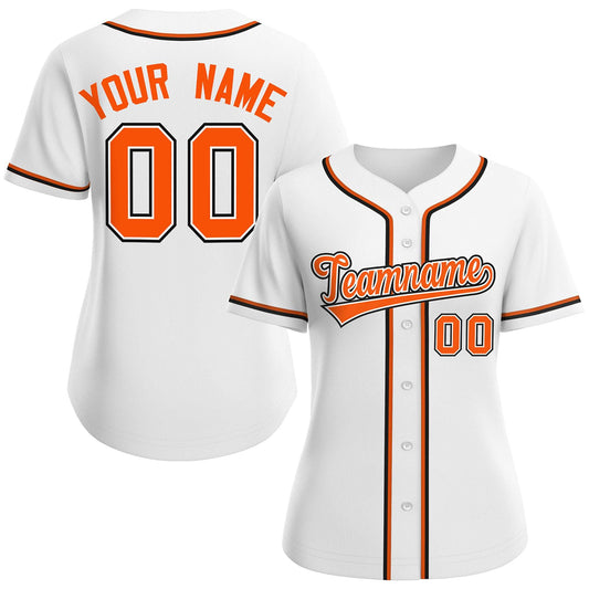 Custom White Orange-White Classic Style Baseball Jersey For Women