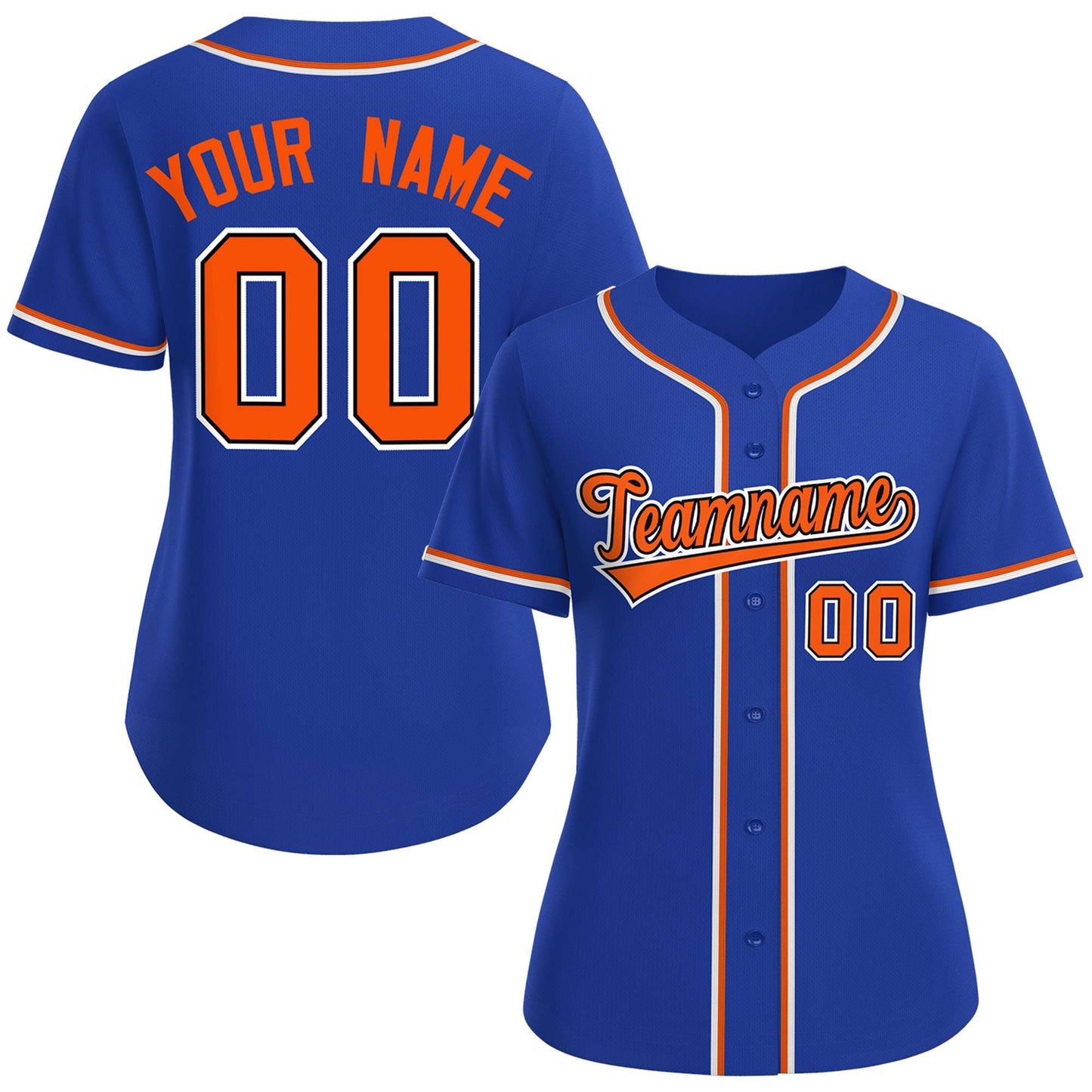 Custom Royal Orange-Black Classic Style Baseball Jersey For Women