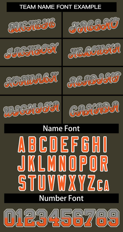 Custom Olive Gray Orange-Olive Stripe Font Gradient Fashion Authentic Baseball Jersey