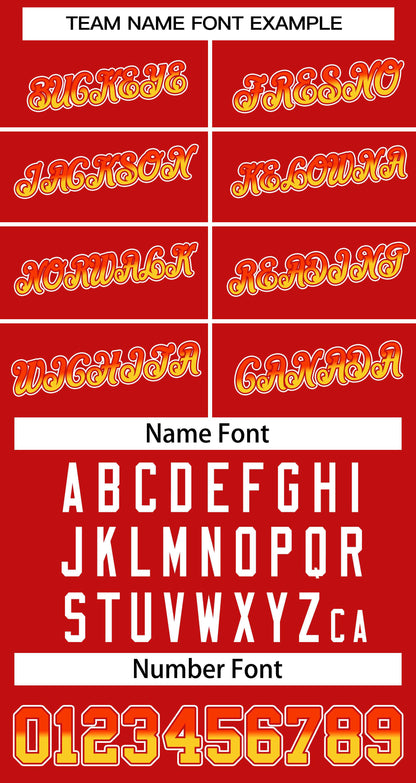 Custom Red Orange Gold-Red Stripe Font Gradient Fashion Authentic Baseball Jersey