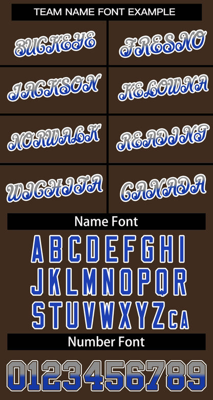 Custom Brown Gray Blue-White Stripe Font Gradient Fashion Authentic Baseball Jersey