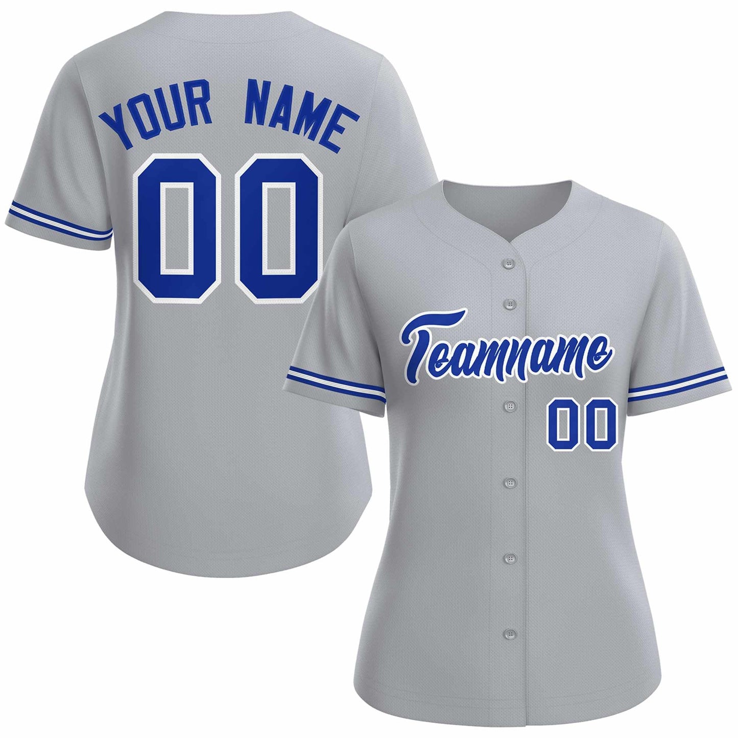 Custom Gray Royal White Classic Style Baseball Jersey for Women