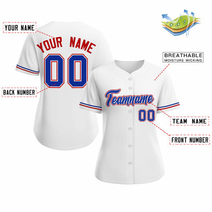 Custom White Royal Classic Style Baseball Jersey for Women