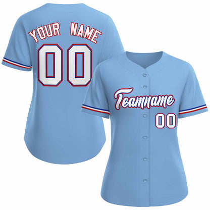 Custom Light Blue White Royal Classic Style Baseball Jersey for Women