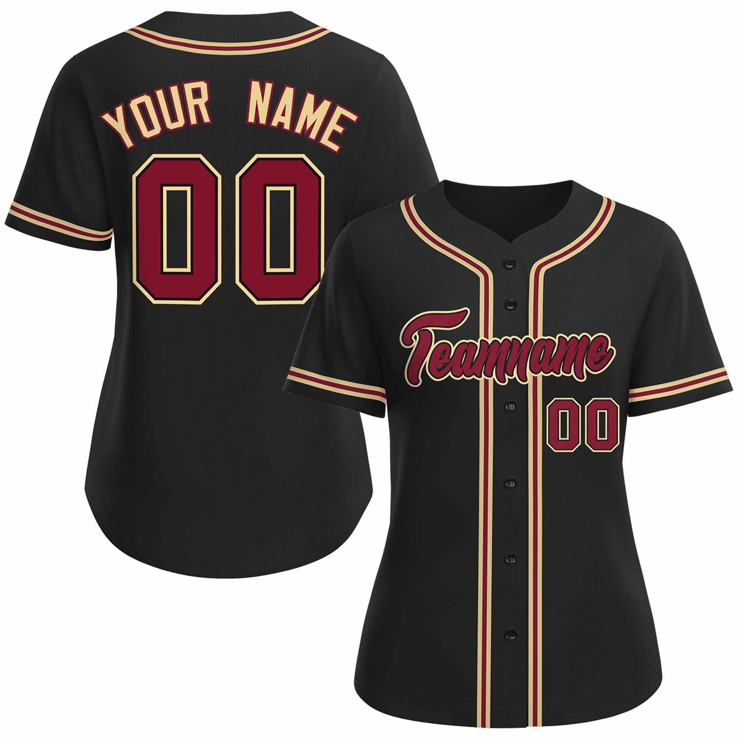 Custom Black Crimson Black Classic Style Baseball Jersey for Women