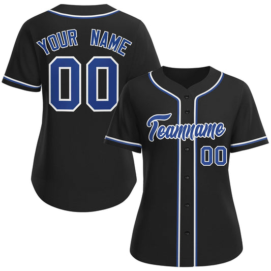 Custom Black Royal-White Classic Style Baseball Jersey For Women