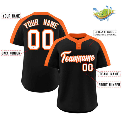 Custom Black White-Orange Classic Style Authentic Two-Button Baseball Jersey