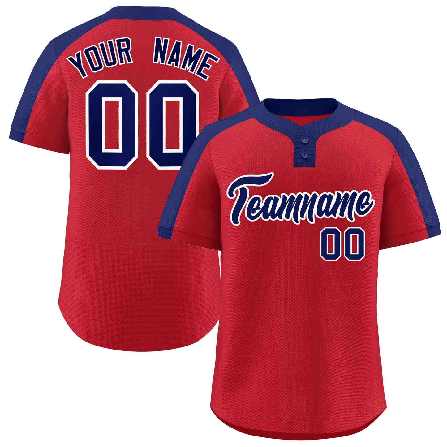 Custom Red Navy-White Classic Style Authentic Two-Button Baseball Jersey