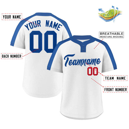 Custom White Royal Classic Style Authentic Two-Button Baseball Jersey