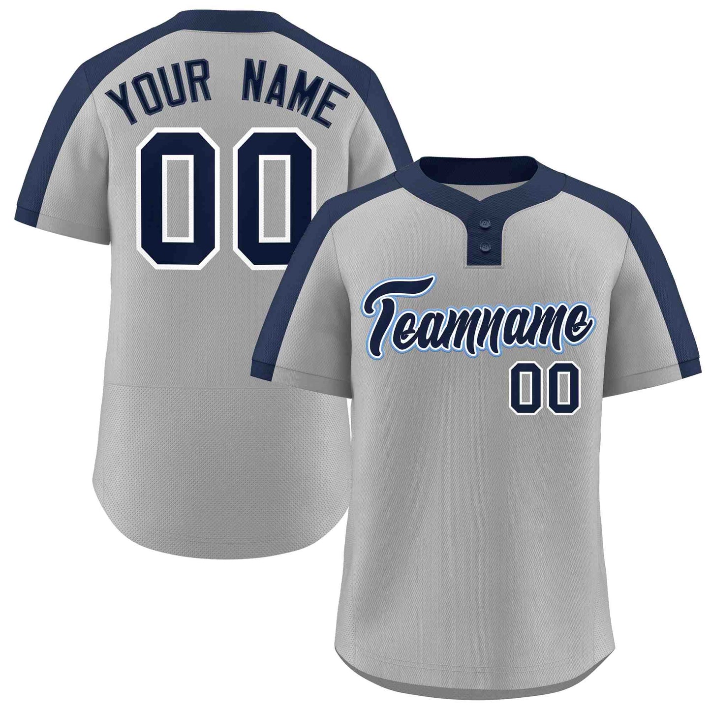 Custom Gray Navy-White Classic Style Authentic Two-Button Baseball Jersey