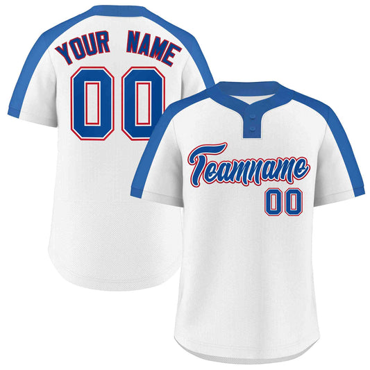 Custom White Royal-White Classic Style Authentic Two-Button Baseball Jersey