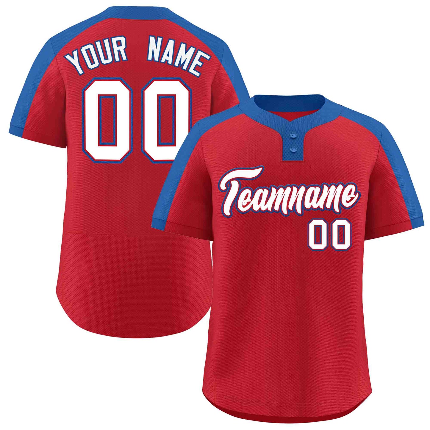 Custom Red White-Red Classic Style Authentic Two-Button Baseball Jersey