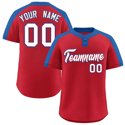 Custom Red White-Red Classic Style Authentic Two-Button Baseball Jersey