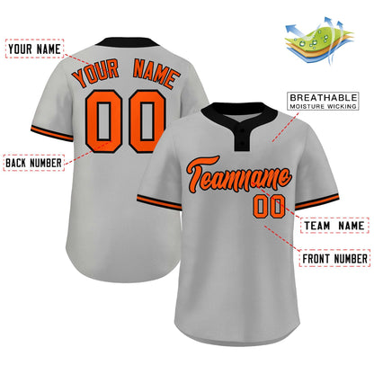 Custom Gray Orange-Black Classic Style Authentic Two-Button Baseball Jersey