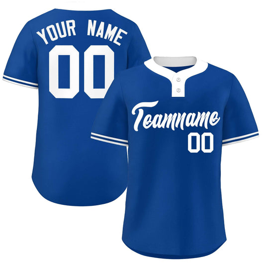 Custom Royal White Classic Style Authentic Two-Button Baseball Jersey