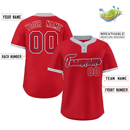 Custom Red Red-White Classic Style Authentic Two-Button Baseball Jersey